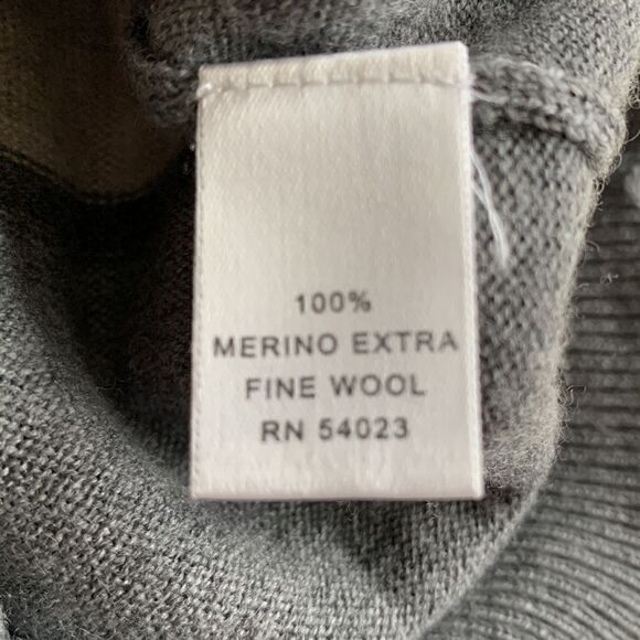 Sweater Merino Wool Banana Republic Men's Large Tall Gray Striped v-neck - Picture 4 of 7